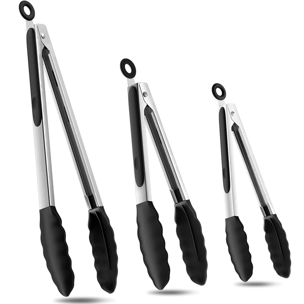 Kitchen Gadgets For Cooking - Silicone BBQ Grilling Tongs Kitchen Cooking